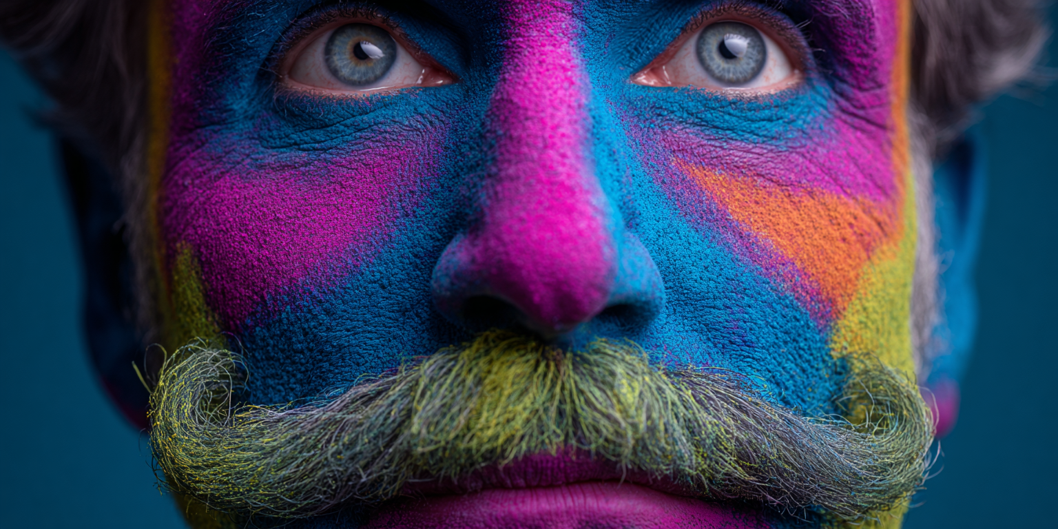 Équipe d'entreprise participant au challenge Movember avec des moustaches, application mobile Gandee en arrière-plan