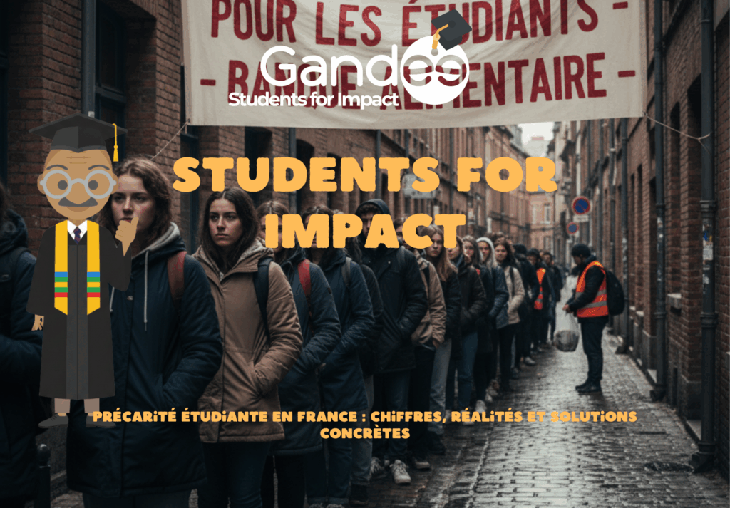 Étudiants faisant la queue devant une banque alimentaire - illustration de la précarité étudiante en France