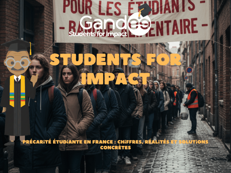 Étudiants faisant la queue devant une banque alimentaire - illustration de la précarité étudiante en France