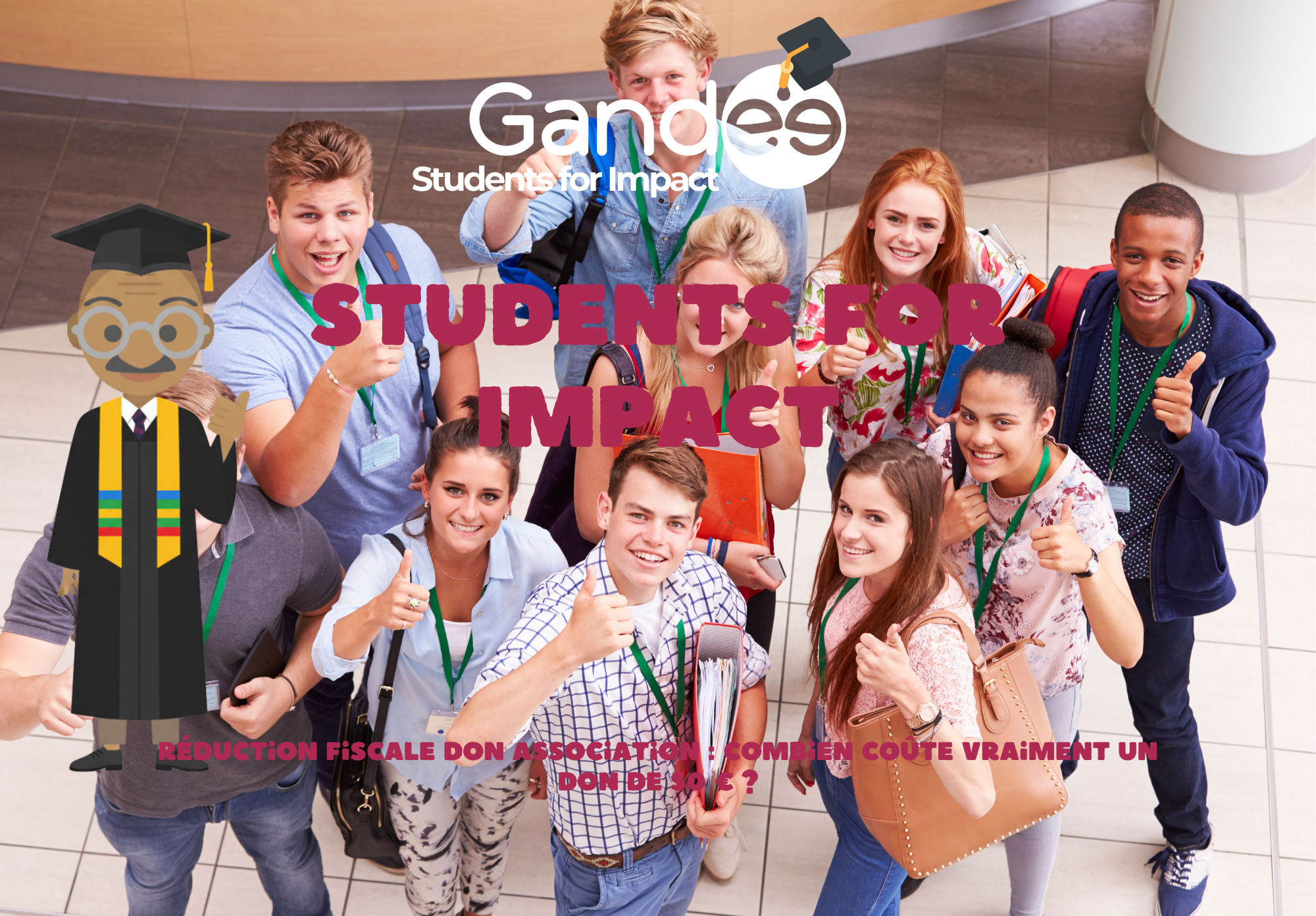 Illustration étudiants pour reçu fiscal - guide réduction fiscale don association