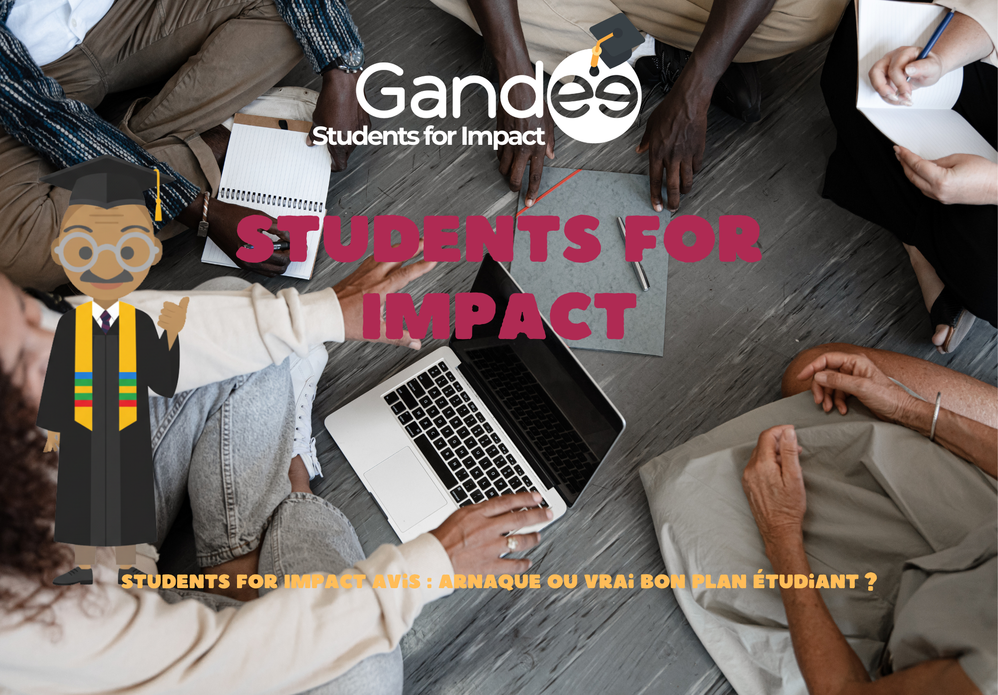 Étudiants vérifiant la fiabilité de Students for Impact sur ordinateur avec checklist de vérification transparence programme solidaire