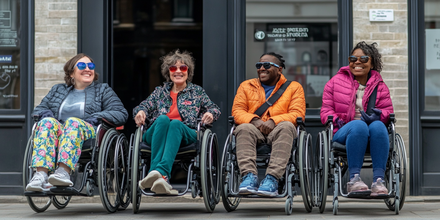 Collaborateurs valides et en situation de handicap participant ensemble à un challenge sportif inclusif en entreprise