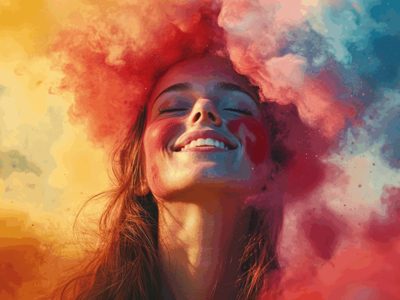 Collaboratrice sereine pratiquant la respiration au bureau – prévenir le stress au travail