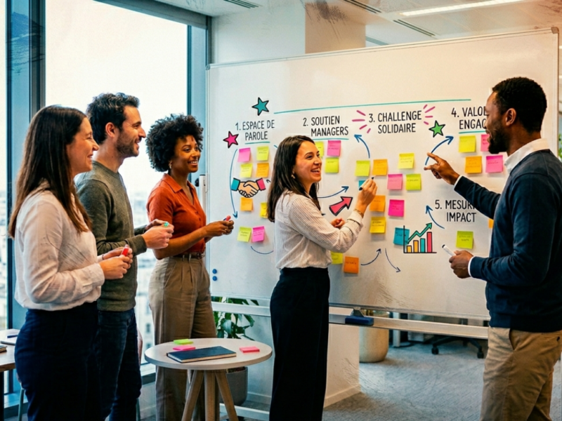 Collaborateurs engagés dans un challenge bien-être lors de la Semaine de la QVCT 2026