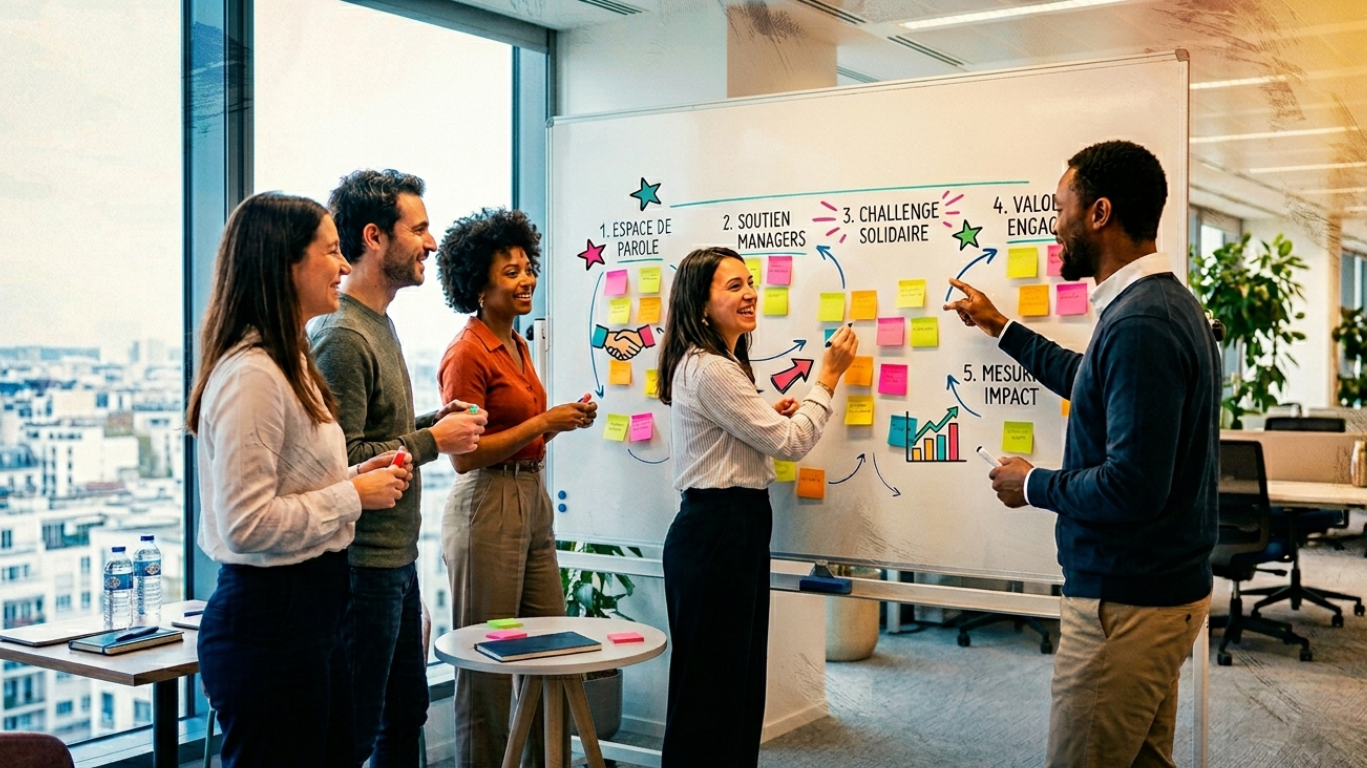 Collaborateurs engagés dans un challenge bien-être lors de la Semaine de la QVCT 2026