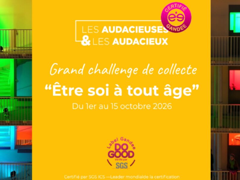 Visuel du challenge de collecte solidaire « Être soi à tout âge » des Audacieuses & Audacieux pour les seniors LGBTI+